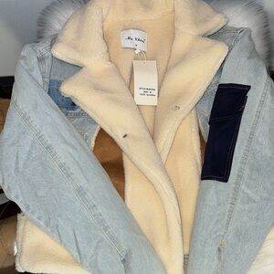 Denim and Cream Sherpa-Lined Jacket